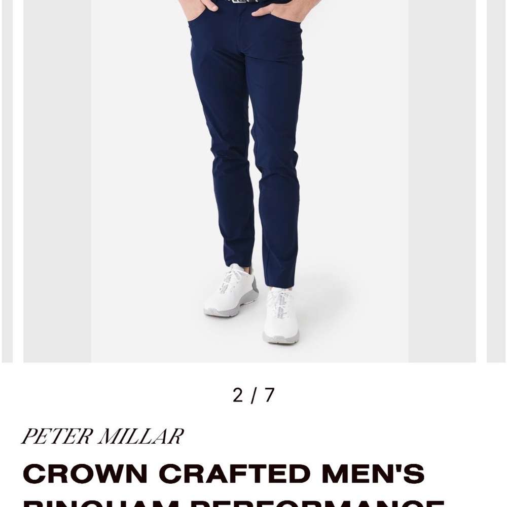 Peter Millar Men's Navy Blue Bingham Performance Pants 35x32 NWT - Picture 9 of 10